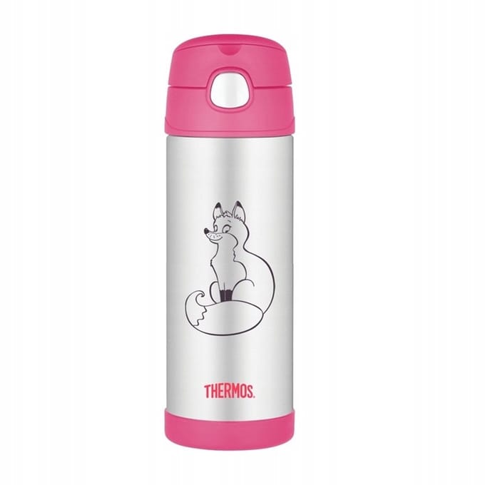 Thermos Kinderfles met Rietje - 470 ml - Roze RVS
