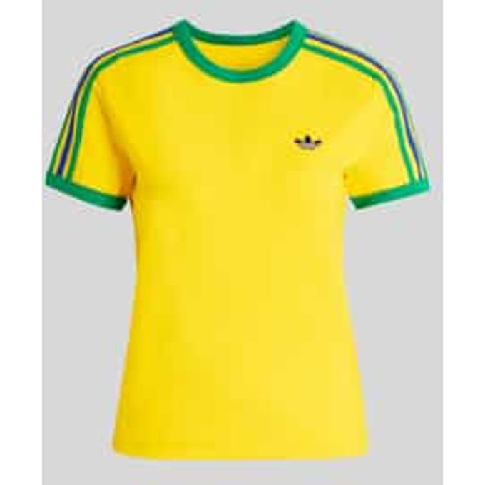Adidas Slim T-shirts Dames - Geel - Maat 36 - Katoen Jersey