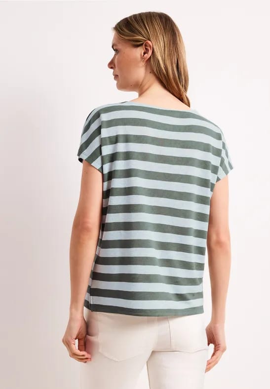 Shirt met hangende schouders, strepen en glitter