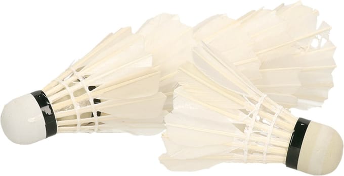 Engelhart Badminton shuttles - 12x - met veertjes - wit - 9 x 6 cm