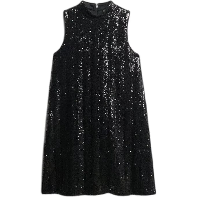 Korte mouwloze paillettenjurk voor dames Superdry