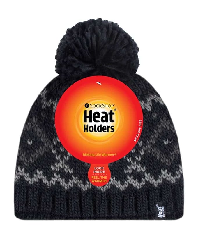 Heat Holders - Beanie Pom Pom-muts voor heren - Zwart