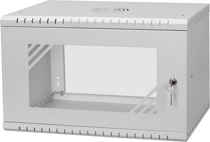 Serverkast 19 Inch 6U met Glasdeur, 450mm Diep, Zwart