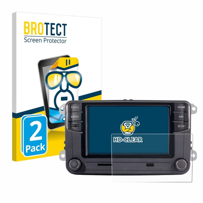 BROTECT - Screenprotector voor Volkswagen Autoradio Composition Touch RCD330+ 6.5" - Folie Beschermfolie transparant 2 Stuks