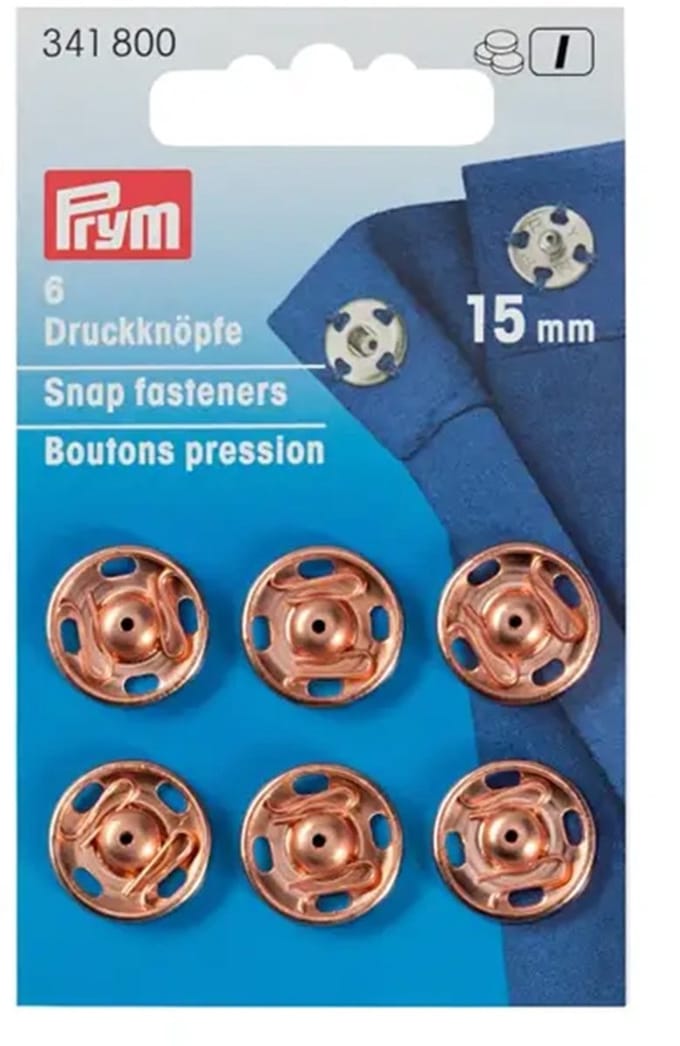 Aannaaidrukknoop 15 mm rozegoud 6 st. - Aannaaidrukknopen - Prym