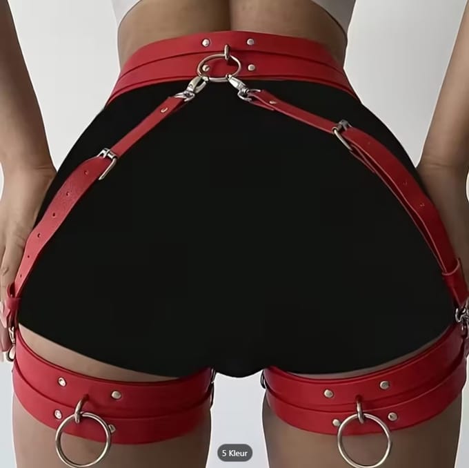 Dij harnas - BDSM - verstelbaar - rood - sexy kleding