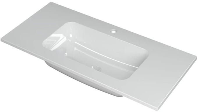 INK Faktor Wastafel Polystone Midden met 1 Kraangat - 1000x450x15 mm - Glans Wit