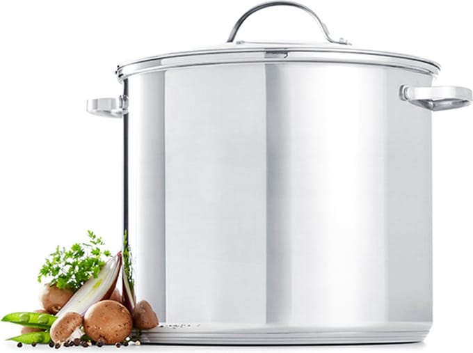 Deski soeppan 14 Liter - 28 cm diameter - Met glazen deksel - RVS