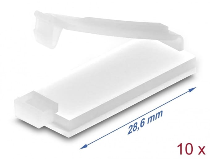 Delock Cable holder with locking clip self-adhesive natural 10 pieces