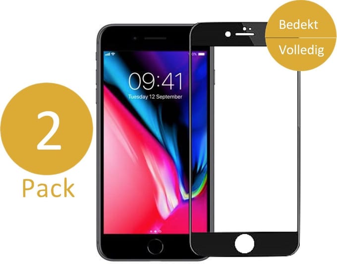Screenprotector geschikt voor iPhone 8 Plus / 7 Plus - 2x FullGuard Glas Screen Protector