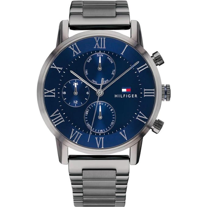 Tommy Hilfiger 1791456 Kane Blauwe Wijzerplaat Herenhorloge 44mm grijs