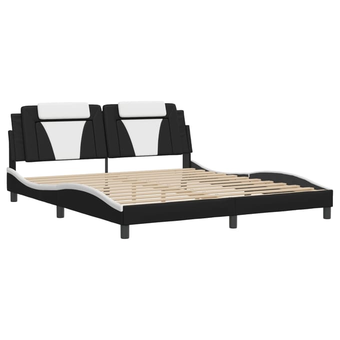 vidaXL - Bedframe - "Viana" - met - LED - zonder - matras - zwart - en - wit - 180x200 - cm