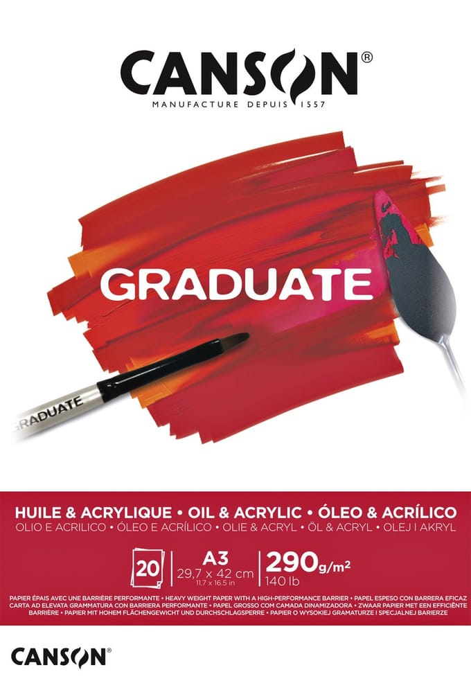 Schilderpapier canson graduate 20vel 290gr a3 wit | 5 stuks
