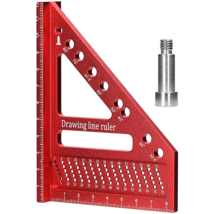 Aluminiumlegering Multifunctionele Hoekmeetliniaal Houtbewerking DIY Verstek Driehoekige Liniaal Gebruiksvoorwerp Krassend red