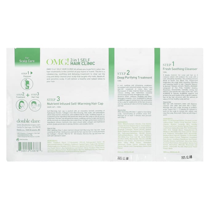 Double Dare, OMG! 3-in-1 self hair clinic, scalp care, 3-step kit white