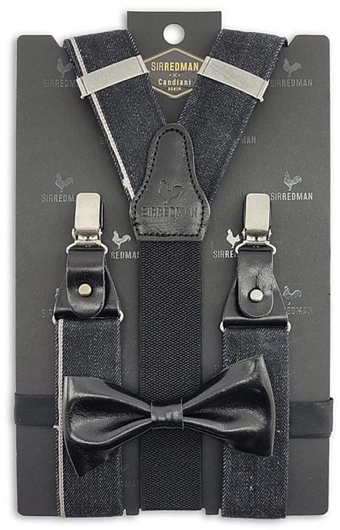 Sir Redman - Bretels met strik - bretels combi pack Black Bloke - zwart
