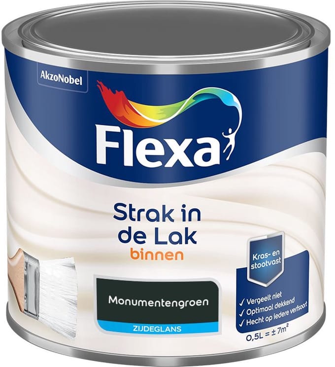 Flexa - Strak In De Lak Binnenlak Zijdeglans - Monumentengroen - Mengverf - 500 Ml