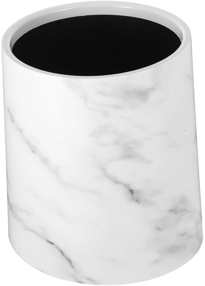Afvalbak Marmerprint - Prullenbak Keuken - Afval Sorteren - Stijlvolle Woonkamer - 8 Liter - Wit