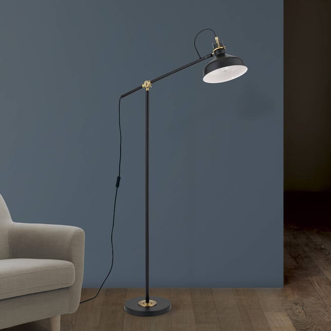 ORION Schiller vloerlamp, zwart, metaal, 153 cm, verstelbaar