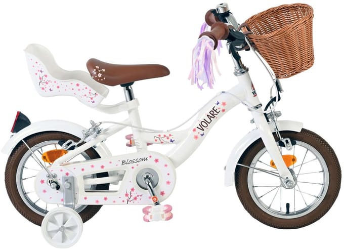 Volare Blossom Kinderfiets - Meisjes - 12 inch - Wit - Twee handremmen