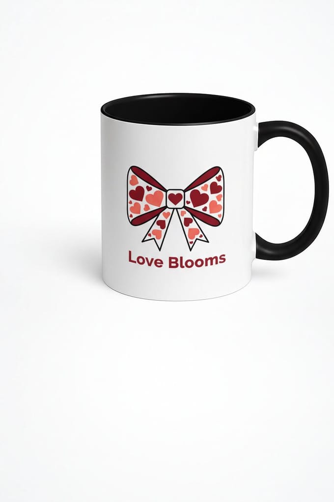 Valentijn Mok 'Love Blooms' met Harten Strik Design | Romantisch Cadeau