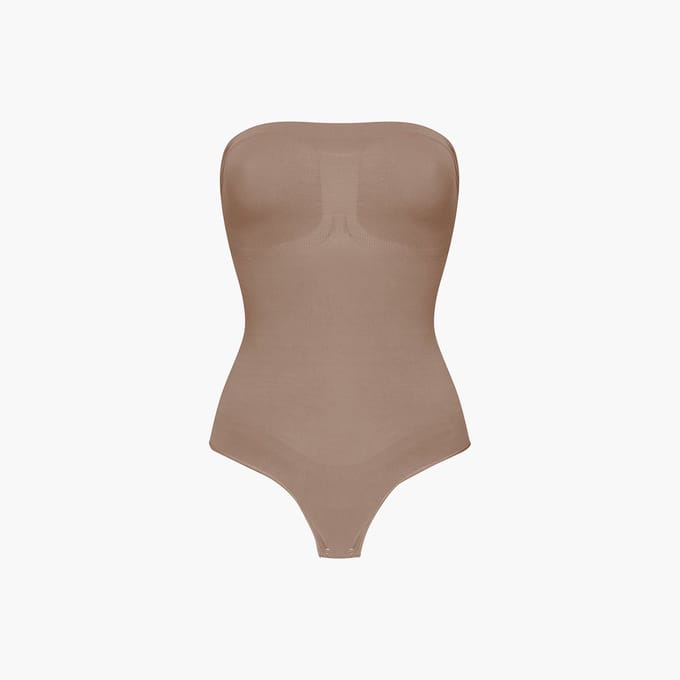 cfab - Strapless corrigerende bodysuit met strikjes - Caramel-M - Corrigerende Body - Naadlos - corrigerend ondergoed dames