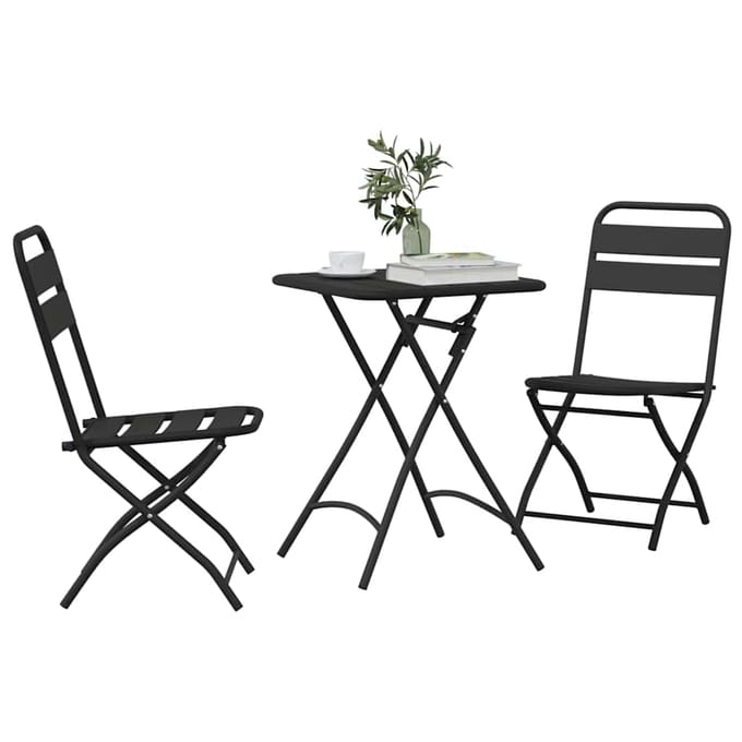 vidaXL - Bistroset - 3 - st - Antraciet - Staal