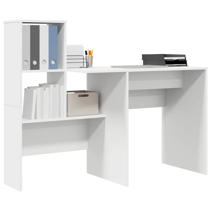 vidaXL - Bureau - Wit - Bewerkt - hout - 131,5 - x - 50 - x - 106,5 - cm