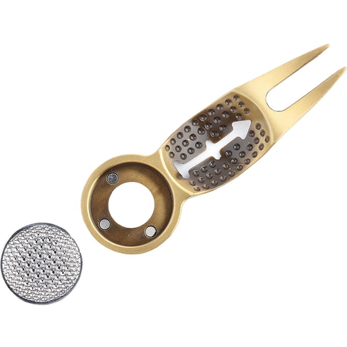 Multifunctioneel Aluminiumlegering Golf Divot Tool Groen Gazon Reparatie Vork Bal Marker beige
