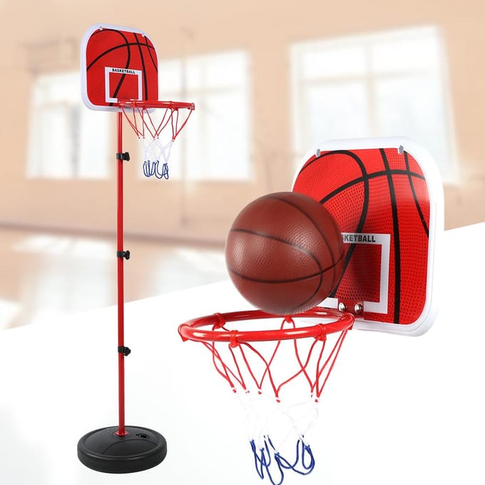 150CM Verstelbare Hoogte Basketbalstandaard Kinderen Spel Trainingsuitrusting Set voor Binnen Buiten red