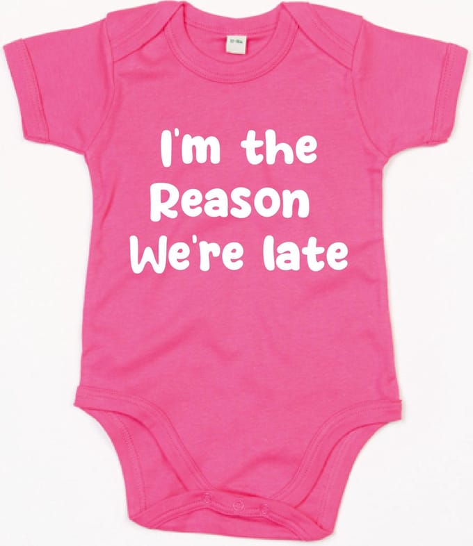 Rompertje I Am The Reason We Are Late-Fuchsia-3-6 Maanden