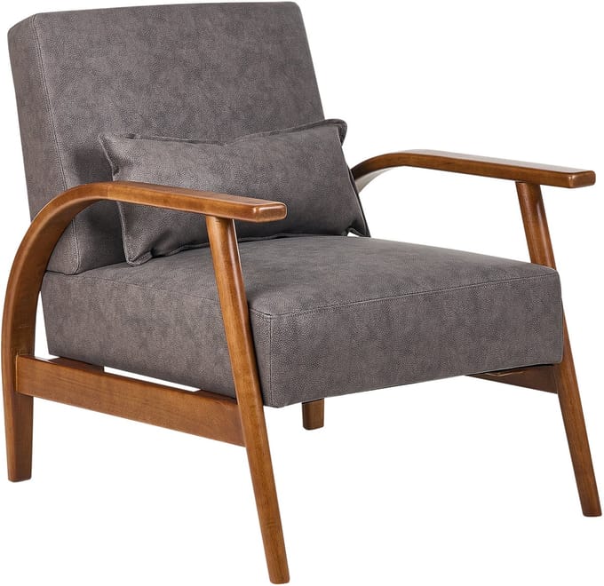 SKARA - Fauteuil - Donkerbruin - Kunstleer