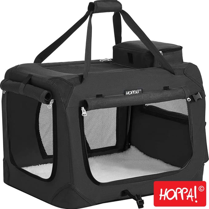 Hoppa! Hondendraagtas, hondenbox, hondentas, opvouwbaar, 60 x 42 x 42 cm, zwart