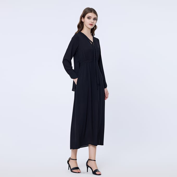 V-Neckline Long Blouse-dress