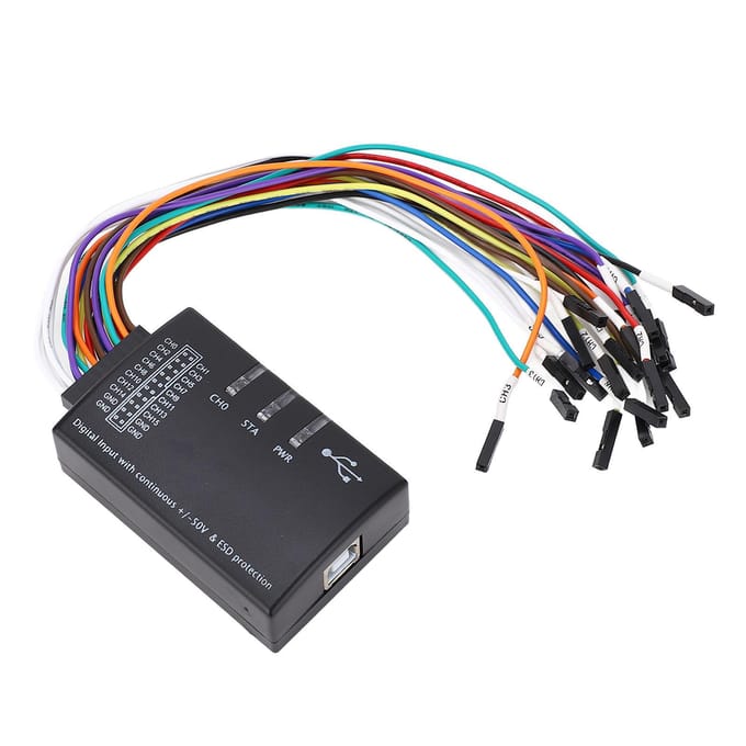 Logische Analysator 16 Kanaals 100M Samplefrequentie Compacte USB Logische Analysator voor Windows black