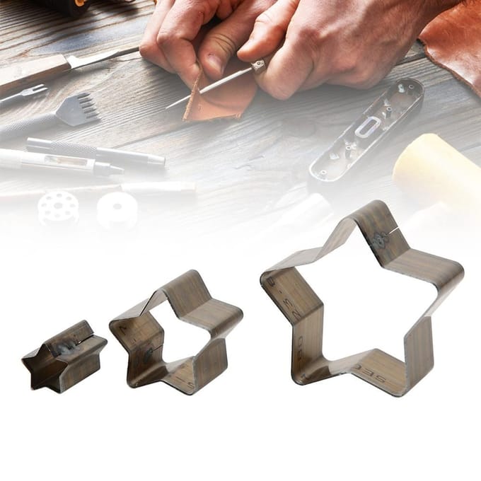 Outil de découpe en cuir Acier à outils Bricolage Artisanat du cuir Matrices de découpe Moule Outils de poinçonnage(Cinq points gray