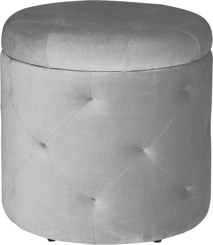 Bolt Edge Poef - Grijs Velvet - Met Opbergruimte - Zitkist - Hocker