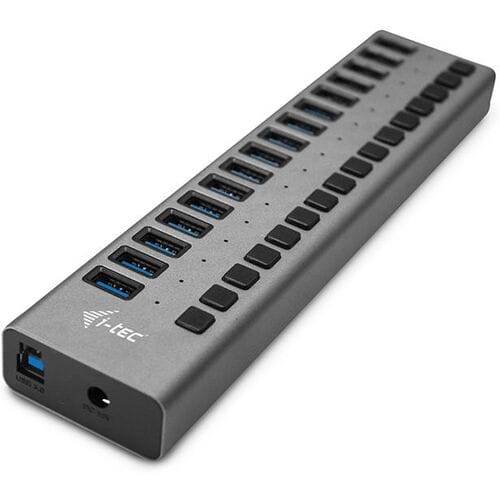 I-Tec USB 3.0 Charging HUB 16 port + Stroom AV / multimedia paneel 90 W USB hub - 16 - Grijs