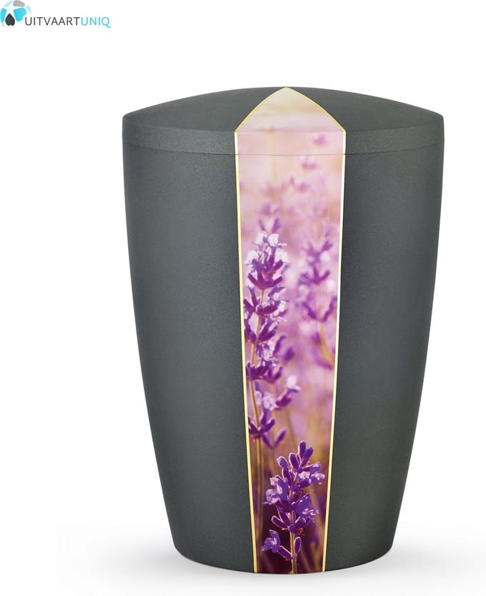 Urn antraciet fluweel lavendel - bio