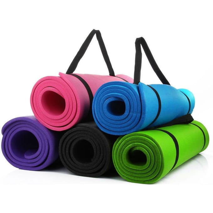 Sangle de tapis réglable en coton élastique extensible pour tapis d'exercice, sangle de transport pour grands tapis, noir blue
