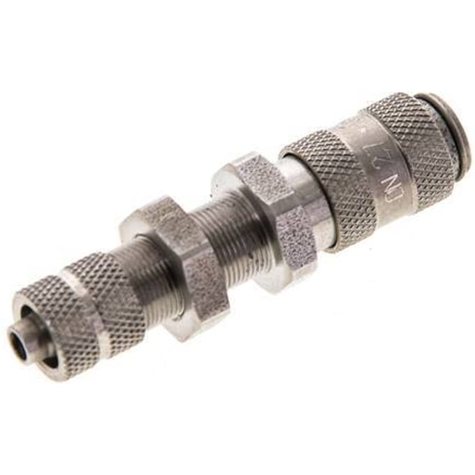 RVS DN 2.7 (Micro) Luchtkoppeling Snelkoppeling 4x6 mm Push-On Schotkoppeling Double Shut-Off - CLS2-NB-S-SV-4