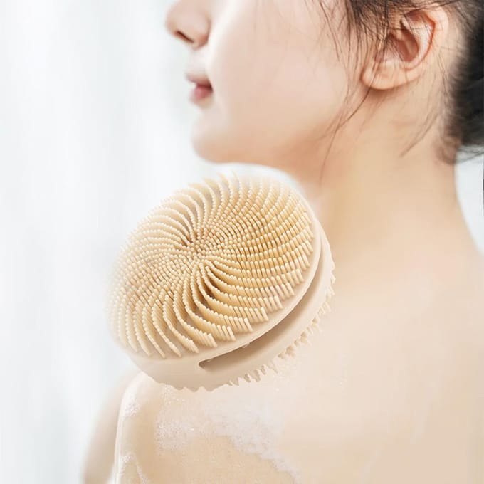 Dubbelzijdig ontwerp 2-in-1 siliconen lichaamsscrubber lichaamsbuffer scrubber voor de gevoelige huid lichaamsscrubber exfoliërende borstel groen