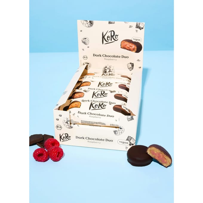 Bio dark chocolate duo raspberry 12 x 2 x 20 g