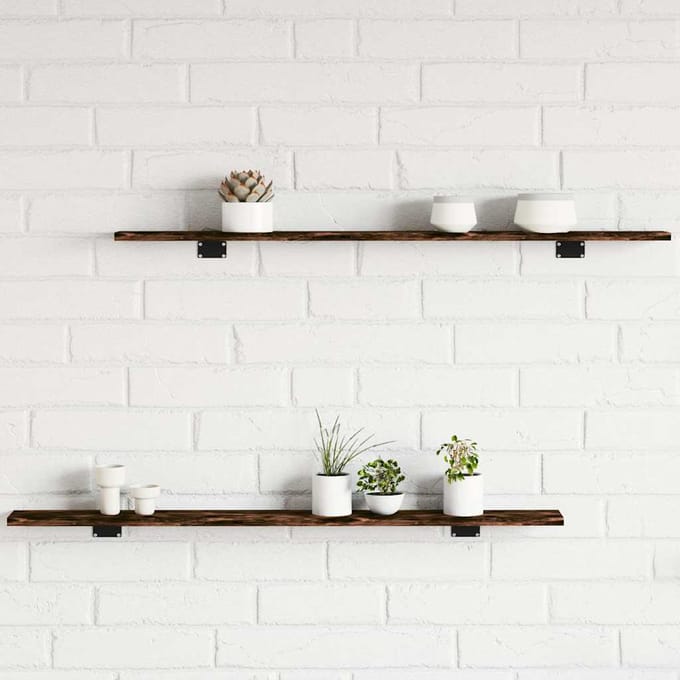 vidaXL - Wandschappen - 4 - st - 100x10x1,5 - cm - bewerkt - hout - gerookt - eikenkleur