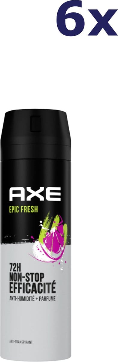 6x Axe 200ml deodorant anti-transpirant epic fresh