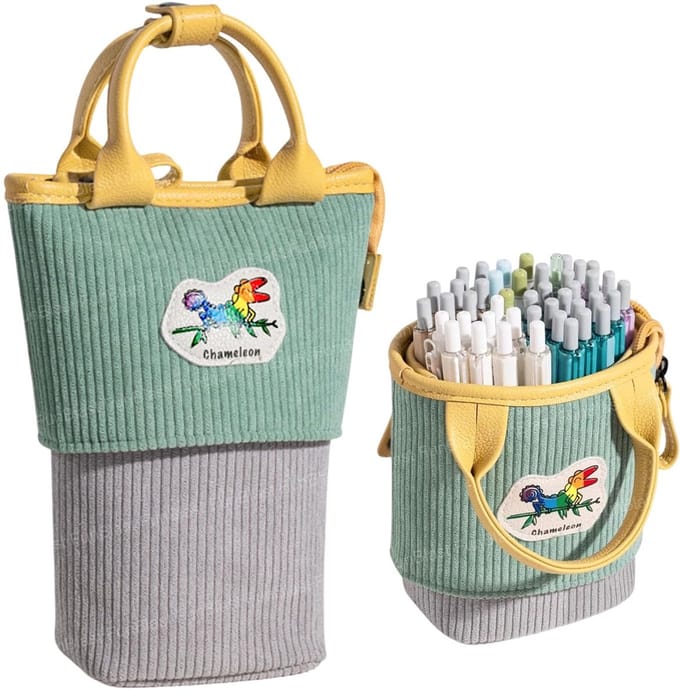 Staande etui met handvat – Cosmetica-organizer – Schrijfwarentas – Leuke etui – Uitbreidbare schrijfwarentas – Unisex
