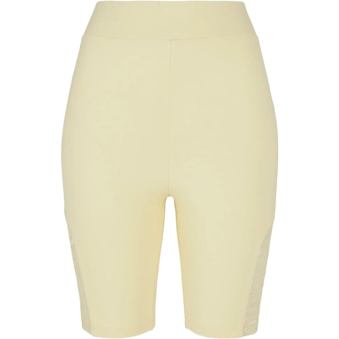 Urban Classics - High Waist Lace Inset Korte cycle broek - M - Geel