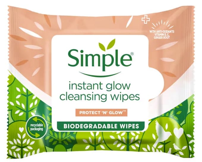 Simple Instant Glow Cleansing Wipes Protect N' Glow 20 st