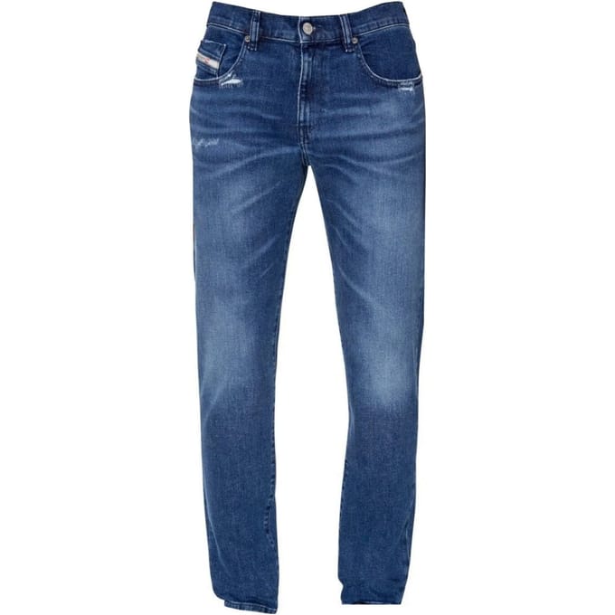 Diesel D-Strukt blauwe vernietigde versterkte denimjeans