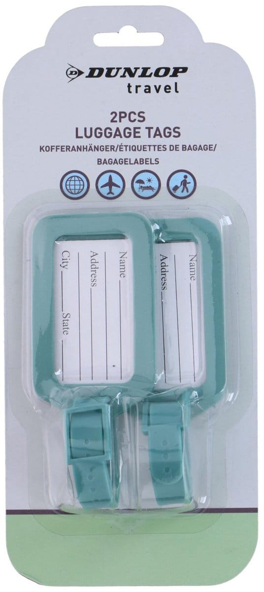 DUNLOP Bagagelabels - 11,5x5cm - Set van 2 stuks - Blauw
